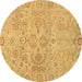 Round Oriental Brown Traditional Rug, abs1748brn