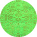 Round Oriental Green Traditional Rug, abs1748grn