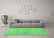 Machine Washable Oriental Emerald Green Traditional Area Rugs in a Living Room,, wshabs1748emgrn