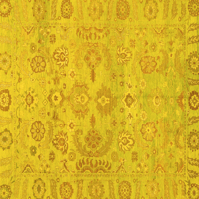 Square Oriental Yellow Traditional Rug, abs1748yw