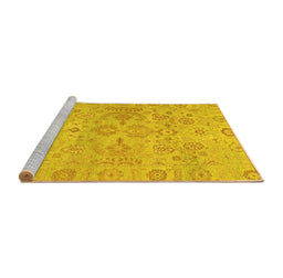 Sideview of Machine Washable Oriental Yellow Traditional Rug, wshabs1748yw