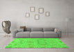 Machine Washable Oriental Green Traditional Area Rugs in a Living Room,, wshabs1749grn