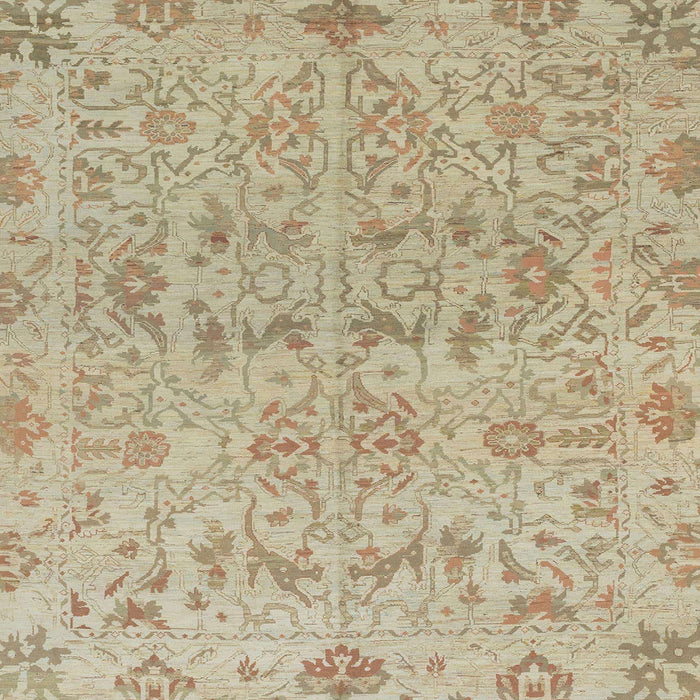 Square Abstract Orange Brown Oriental Rug, abs1749