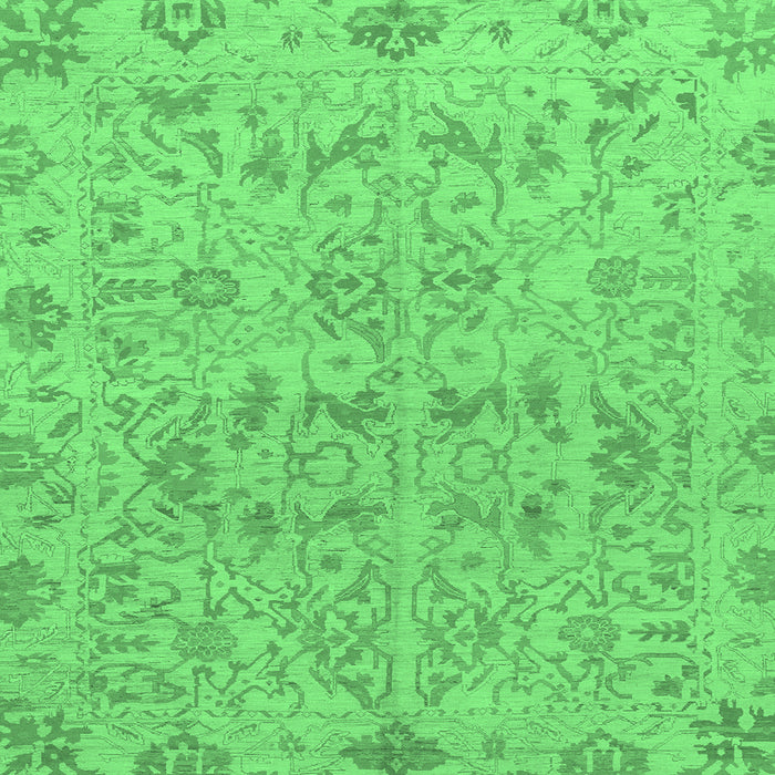 Square Machine Washable Oriental Emerald Green Traditional Area Rugs, wshabs1749emgrn