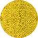 Round Oriental Yellow Traditional Rug, abs1749yw