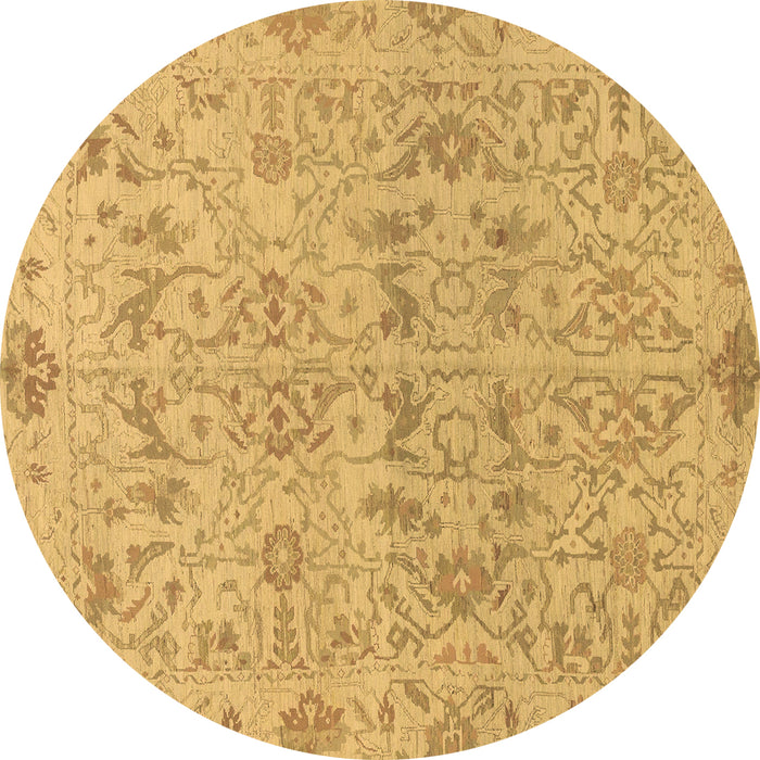 Round Oriental Brown Traditional Rug, abs1749brn