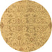 Round Oriental Brown Traditional Rug, abs1749brn