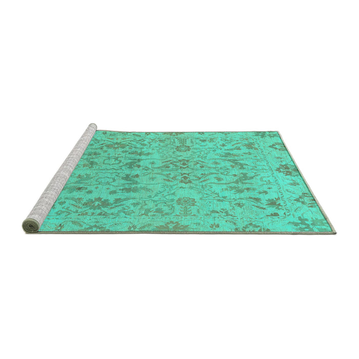 Sideview of Machine Washable Oriental Turquoise Traditional Area Rugs, wshabs1749turq