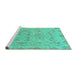 Sideview of Machine Washable Oriental Turquoise Traditional Area Rugs, wshabs1749turq