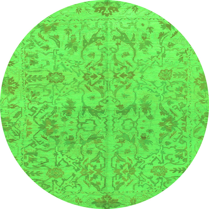 Round Oriental Green Traditional Rug, abs1749grn