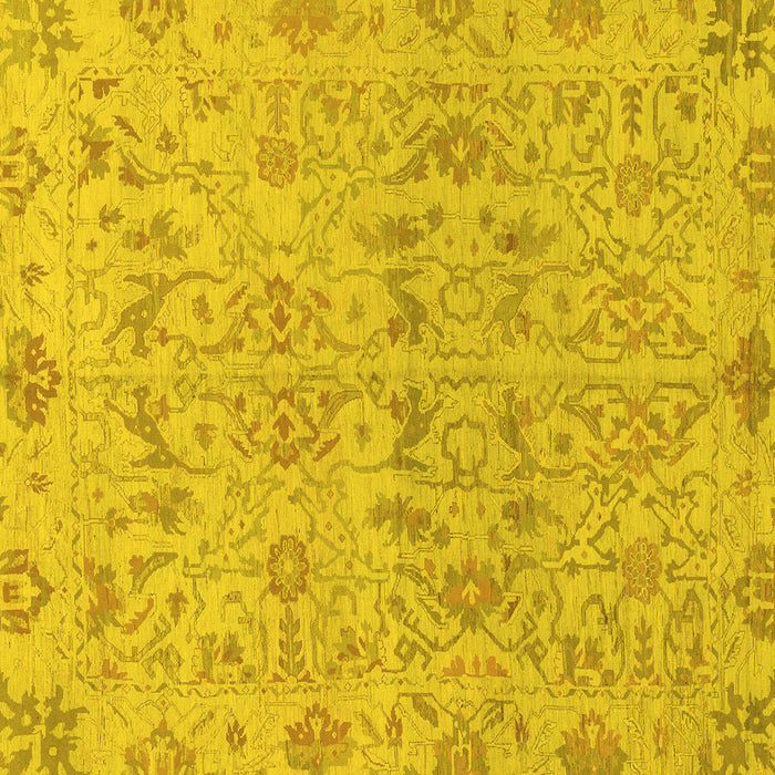 Square Machine Washable Oriental Yellow Traditional Rug, wshabs1749yw
