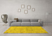 Machine Washable Oriental Yellow Traditional Rug in a Living Room, wshabs1749yw