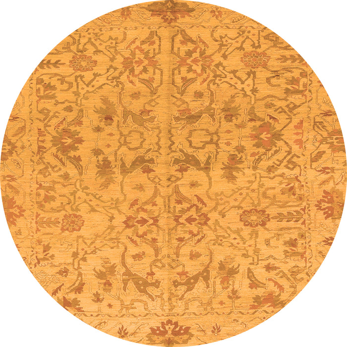 Round Oriental Orange Traditional Rug, abs1749org