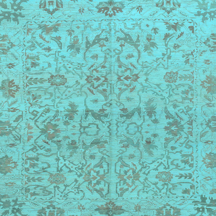 Square Machine Washable Oriental Light Blue Traditional Rug, wshabs1749lblu