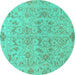 Round Oriental Turquoise Traditional Rug, abs1749turq