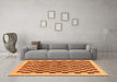 Machine Washable Checkered Orange Modern Area Rugs in a Living Room, wshabs174org
