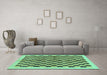 Machine Washable Checkered Turquoise Modern Area Rugs in a Living Room,, wshabs174turq