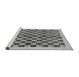 Sideview of Machine Washable Checkered Gray Modern Rug, wshabs174gry