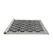 Sideview of Machine Washable Checkered Gray Modern Rug, wshabs174gry