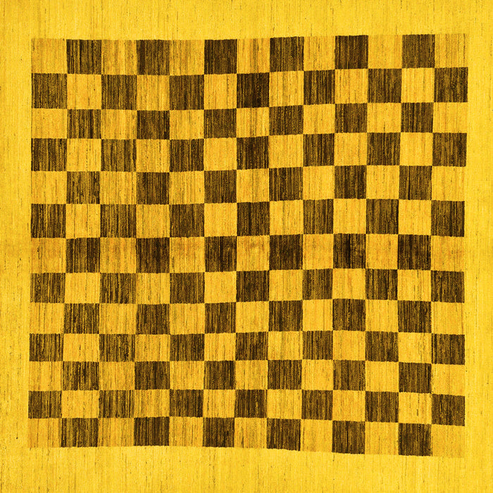 Square Machine Washable Checkered Yellow Modern Rug, wshabs174yw