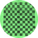 Round Checkered Emerald Green Modern Rug, abs174emgrn