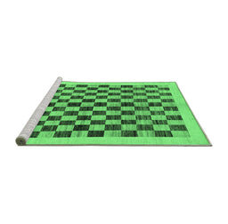 Sideview of Machine Washable Checkered Emerald Green Modern Area Rugs, wshabs174emgrn