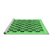 Sideview of Machine Washable Checkered Emerald Green Modern Area Rugs, wshabs174emgrn