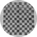 Round Machine Washable Checkered Gray Modern Rug, wshabs174gry