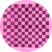 Round Machine Washable Checkered Pink Modern Rug, wshabs174pnk