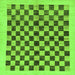 Square Machine Washable Checkered Green Modern Area Rugs, wshabs174grn