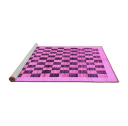 Sideview of Machine Washable Checkered Purple Modern Area Rugs, wshabs174pur