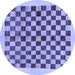Round Machine Washable Checkered Blue Modern Rug, wshabs174blu