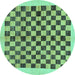 Round Checkered Turquoise Modern Rug, abs174turq