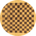 Round Checkered Brown Modern Rug, abs174brn