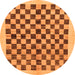 Round Checkered Orange Modern Rug, abs174org