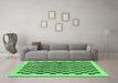 Machine Washable Checkered Emerald Green Modern Area Rugs in a Living Room,, wshabs174emgrn