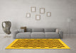 Machine Washable Checkered Yellow Modern Rug in a Living Room, wshabs174yw