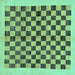 Square Machine Washable Checkered Turquoise Modern Area Rugs, wshabs174turq