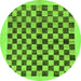 Round Checkered Green Modern Rug, abs174grn