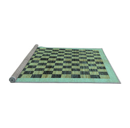 Sideview of Machine Washable Checkered Light Blue Modern Rug, wshabs174lblu