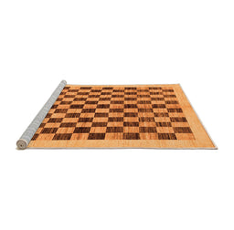 Sideview of Machine Washable Checkered Orange Modern Area Rugs, wshabs174org