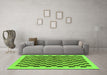 Machine Washable Checkered Green Modern Area Rugs in a Living Room,, wshabs174grn