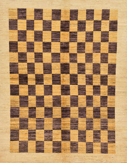 Abstract Saffron Yellow Checkered Rug, abs174