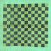 Square Checkered Turquoise Modern Rug, abs174turq