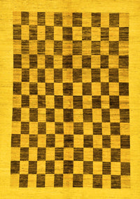 Checkered Yellow Modern Rug, abs174yw