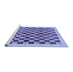 Sideview of Machine Washable Checkered Blue Modern Rug, wshabs174blu