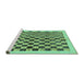 Sideview of Machine Washable Checkered Turquoise Modern Area Rugs, wshabs174turq