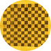 Round Checkered Yellow Modern Rug, abs174yw