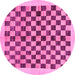 Round Checkered Pink Modern Rug, abs174pnk