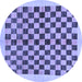 Round Checkered Blue Modern Rug, abs174blu